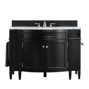Brittany 46″ Single Vanity, Black Onyx w/ 3 CM Carrara Marble Top