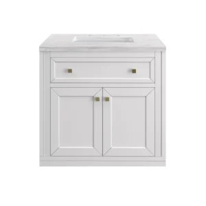 Chicago 30″ Single Vanity, Glossy White w/ 3 CM Arctic Fall Top