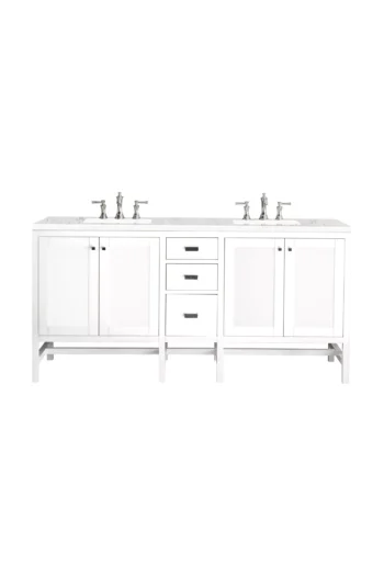 Addison 72" Double Vanity, Glossy White w/ 3 CM Eternal Jasmine Pearl Quartz Top