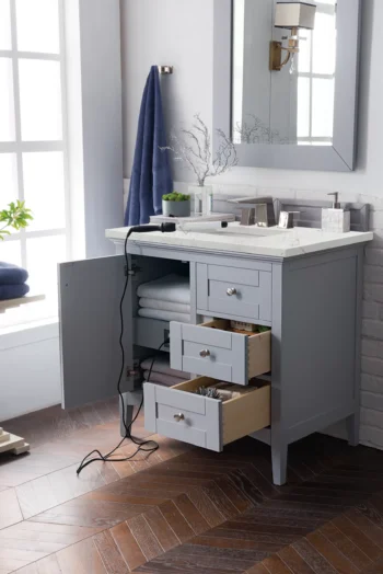 Palisades 36" Single Vanity, Silver Gray w/ 3 CM Eternal Jasmine Pearl Quartz Top - Image 4