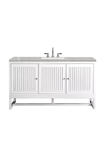 Athens 60" Single Vanity, Glossy White w/ 3 CM Eternal Serena Top