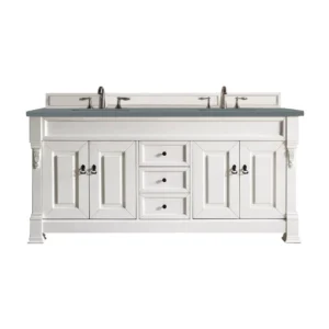 Brookfield 72″ Double Vanity, Bright White w/ 3 CM Cala Blue Top