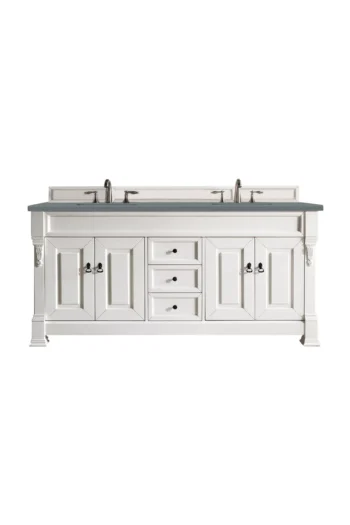 Brookfield 72" Double Vanity, Bright White w/ 3 CM Cala Blue Top