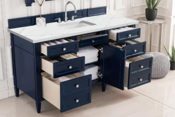 Brittany 60" Single Vanity, Victory Blue w/ 3 CM Ethereal Noctis Quartz Top - Image 4