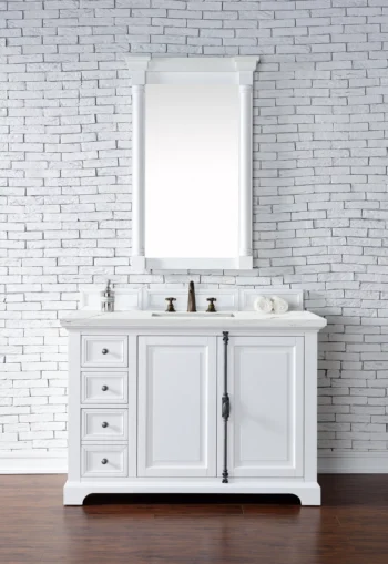Providence 48" Single Vanity, Bright White w/ 3 CM Ethereal Noctis Top - Image 2