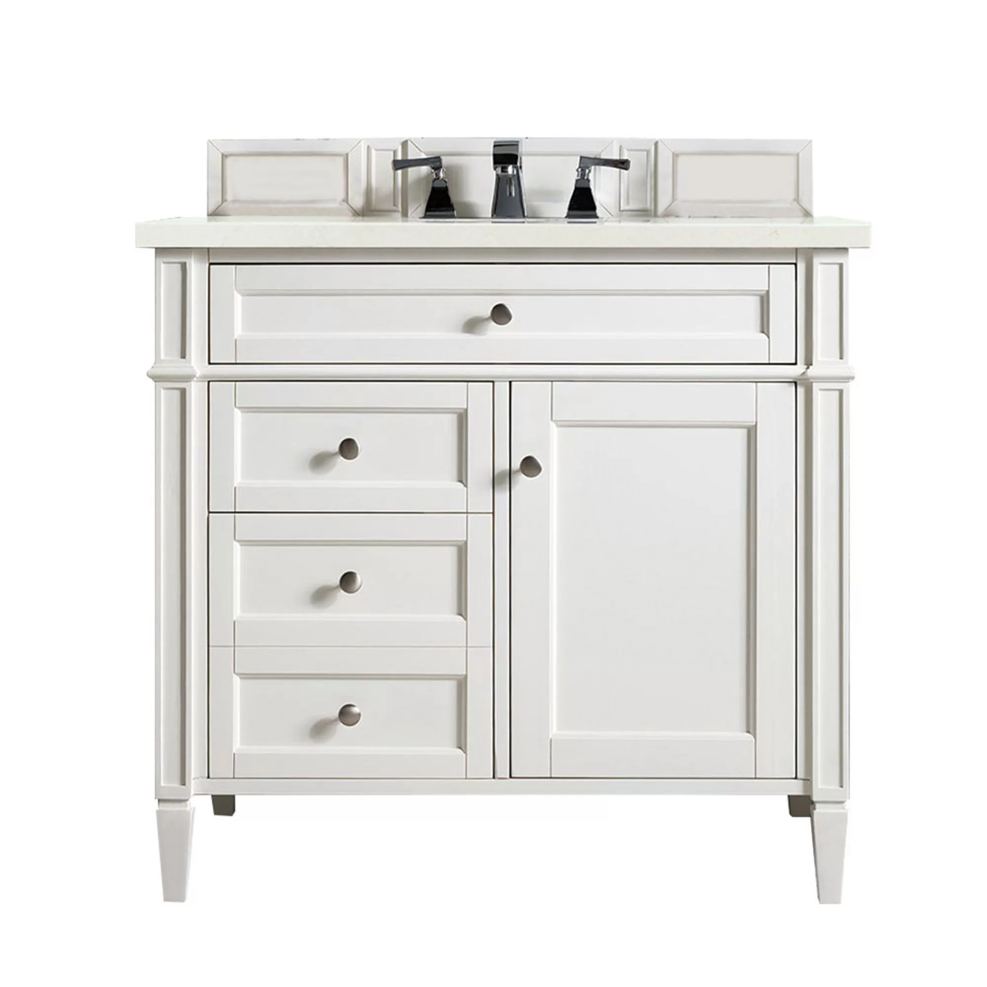 Brittany 36" Single Vanity, Bright White w/ 3 CM Eternal Marfil Quartz Top