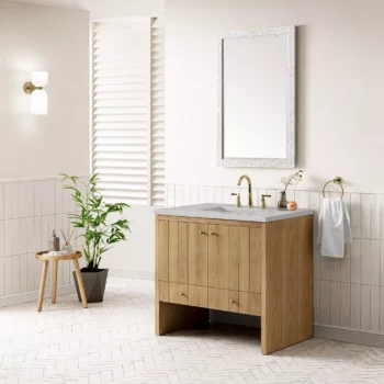 Hudson 36" Single Vanity, Light Natural Oak w/ 3 CM Eternal Serena Top - Image 3