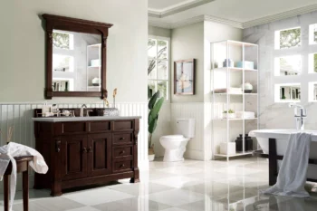 Brookfield 48" Single Vanity, Burnished Mahogany w/ 3 CM Eternal Serena Quartz Top - Image 3