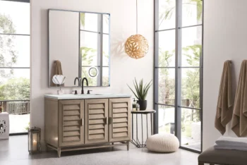 Portland 48" Single Vanity Whitewashed Walnut w/ 3 CM Ethereal Noctis Quartz Top - Image 3