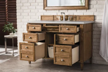 Brittany 48" Single Vanity, Saddle Brown w/ 3 CM Eternal Serena Quartz Top - Image 4
