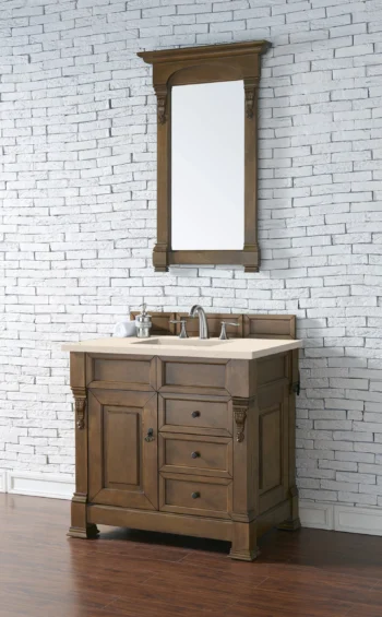 Brookfield 36" Single Vanity, Country Oak w/ 3 CM Eternal Marfil Quartz Top - Image 3