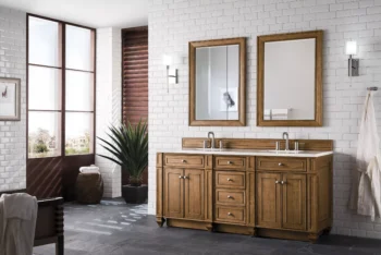 Bristol 72" Double Vanity, Saddle Brown w/ 3 CM White Zeus Quartz Top - Image 3