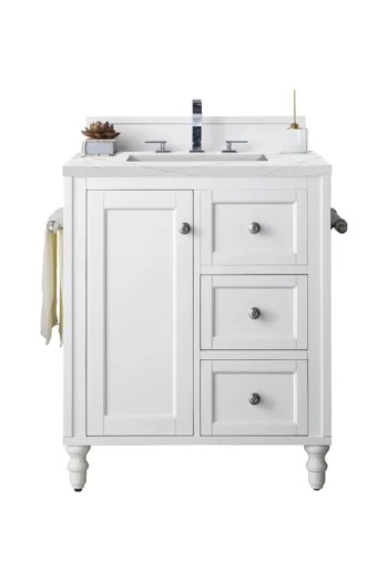 Copper Cove Encore 30" Single Vanity, Bright White w/ 3 CM Ethereal Noctis Quartz Top