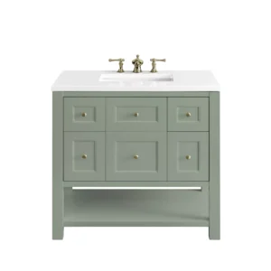 Breckenridge 36″ Single Vanity, Smokey Celadon w/ 3 CM White Zeus Top
