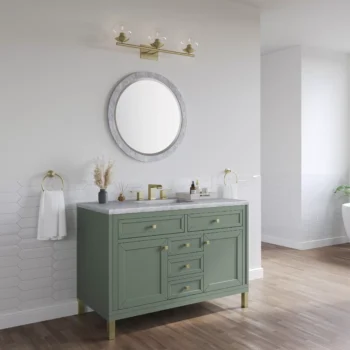 Chicago 48" Single Vanity, Smokey Celadon w/ 3 CM Carrara Marble Top - Image 4