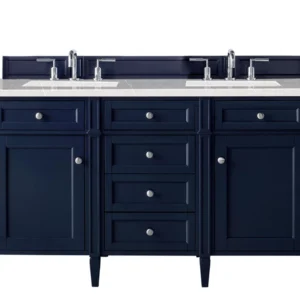 Brittany 60″ Double Vanity, Victory Blue w/ 3 CM Eternal Serena Quartz Top