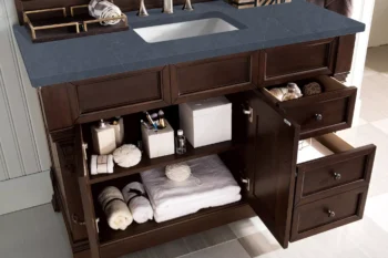 Brookfield 48" Single Vanity, Burnished Mahogany w/ 3 CM Charcoal Soapstone Quartz Top - Image 4