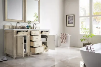 Bristol 60" Double Vanity, Vintage Vanilla w/ 3 CM Ethereal Noctis Top - Image 4