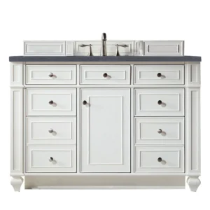 Bristol 48″ Single Vanity, Bright White w/ 3 CM Charcoal Soapstone Quartz Top