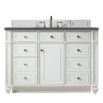 Bristol 48" Single Vanity, Bright White w/ 3 CM Charcoal Soapstone Quartz Top