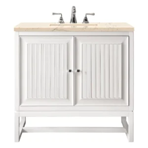 Athens 30″ Single Vanity, Glossy White w/ 3 CM Eternal Marfil Top
