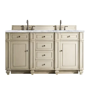 Bristol 60" Double Vanity, Vintage Vanilla w/ 3 CM Carrara Top
