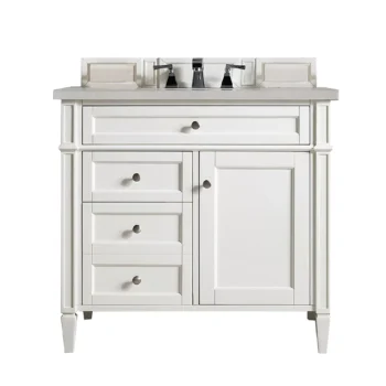 Brittany 36" Single Vanity, Bright White w/ 3 CM Eternal Serena Quartz Top