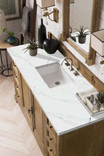 Providence 60" Single Vanity, Driftwood w/ 3 CM Ethereal Noctis Quartz Top - Image 3