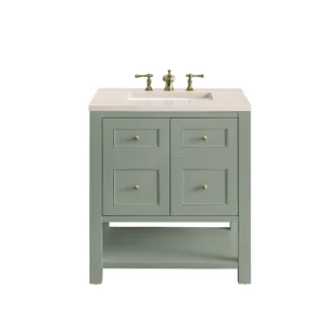 Breckenridge 30″ Single Vanity, Smokey Celadon w/ 3 CM Eternal Marfil Top