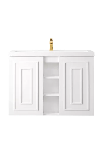 Alicante 39.5" Single Vanity, Glossy White w/ White Glossy Composite Stone Top