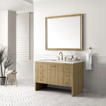 Hudson 48" Single Vanity, Light Natural Oak w/ 3 CM Ethereal Noctis Top - Image 3