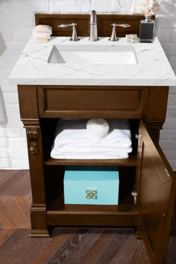 Brookfield 26" Single Vanity, Country Oak w/ 3 CM Ethereal Noctis Quartz Top - Image 4