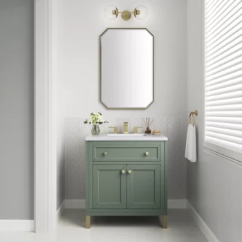 Chicago 30" Single Vanity, Smokey Celadon w/ 3 CM White Zeus Top - Image 3