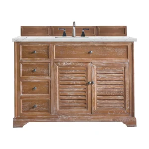 Savannah 48″ Single Vanity, Driftwood w/ 3 CM Ethereal Noctis Quartz Top