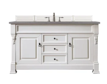 Brookfield 60" Single Vanity, Bright White w/ 3 CM Grey Expo Quartz Top