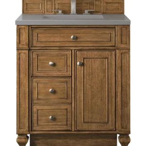 Bristol 30″ Single Vanity, Saddle Brown w/ 3 CM Grey Expo Quartz Top