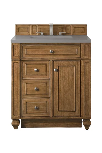Bristol 30" Single Vanity, Saddle Brown w/ 3 CM Grey Expo Quartz Top