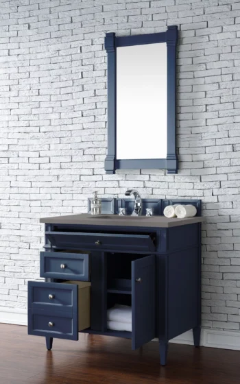 Brittany 36" Single Vanity, Victory Blue w/ 3 CM Grey Expo Top - Image 4