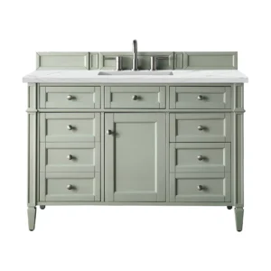 Brittany 48″ Single Vanity, Sage Green w/ 3 CM Ethereal Noctis Quartz Top