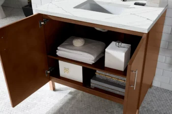 Metropolitan 36" Single Vanity, American Walnut w/ 3 CM Ethereal Noctis Quartz Top - Image 3