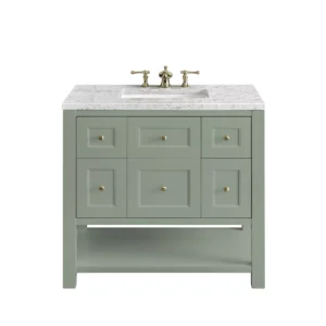 Breckenridge 36″ Single Vanity, Smokey Celadon w/ 3 CM Eternal Jasmine Pearl Top