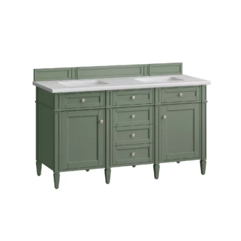 Brittany 60" Double Vanity, Smokey Celadon w/ 3 CM Arctic Fall Top - Image 6