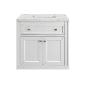 Chicago 30″ Single Vanity, Glossy White w/ 3 CM Ethereal Noctis Top