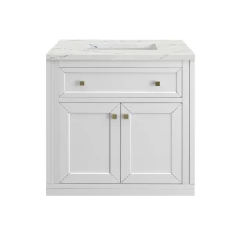 Chicago 30" Single Vanity, Glossy White w/ 3 CM Ethereal Noctis Top