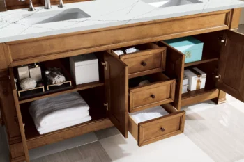 Brookfield 72" Double Vanity, Country Oak w/ 3 CM Ethereal Noctis Quartz Top - Image 7