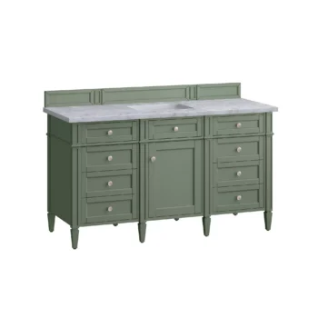 Brittany 60" Single Vanity, Smokey Celadon w/ 3 CM Carrara Marble Top - Image 6