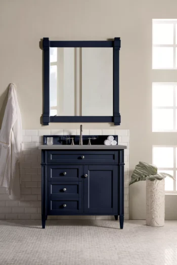 Brittany 36" Single Vanity, Victory Blue w/ 3 CM Grey Expo Top - Image 2