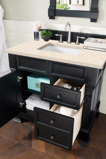 Brookfield 36" Single Vanity, Antique Black w/ 3 CM Eternal Marfil Quartz Top - Image 4