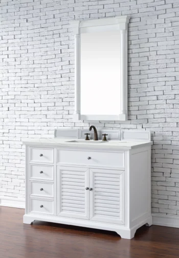 Savannah 48" Single Vanity, Bright White w/ 3 CM Ethereal Noctis Top - Image 3