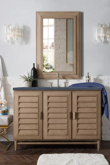 Portland 48" Single Vanity Whitewashed Walnut w/ 3 CM Charcoal Soapstone Quartz Top - Image 2